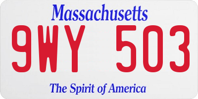MA license plate 9WY503