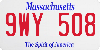 MA license plate 9WY508
