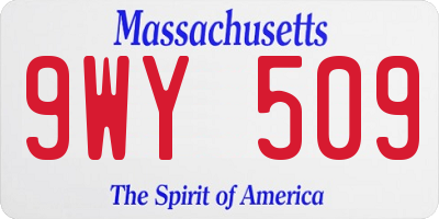 MA license plate 9WY509
