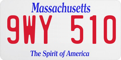 MA license plate 9WY510