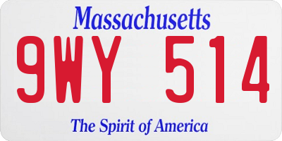 MA license plate 9WY514