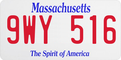 MA license plate 9WY516