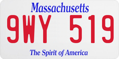 MA license plate 9WY519