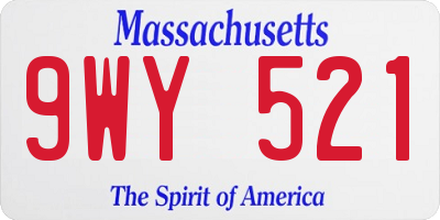 MA license plate 9WY521