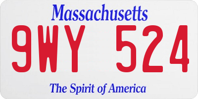 MA license plate 9WY524