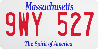 MA license plate 9WY527