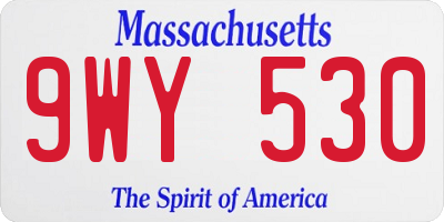 MA license plate 9WY530