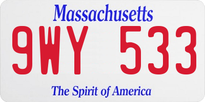MA license plate 9WY533