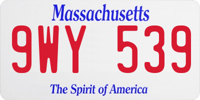 MA license plate 9WY539