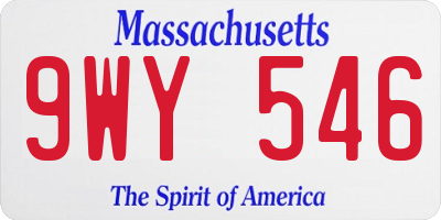 MA license plate 9WY546