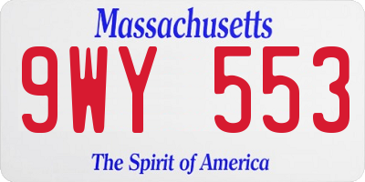 MA license plate 9WY553