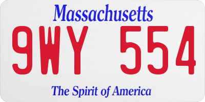 MA license plate 9WY554