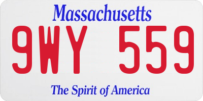 MA license plate 9WY559