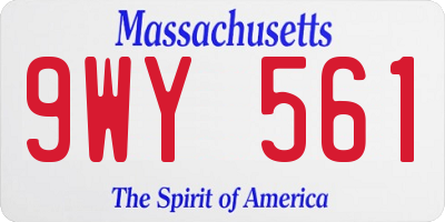 MA license plate 9WY561
