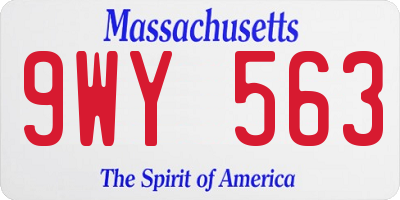 MA license plate 9WY563