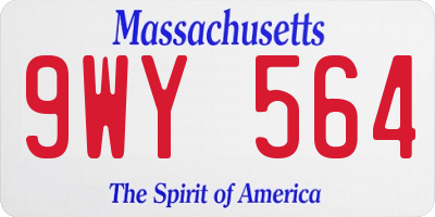 MA license plate 9WY564