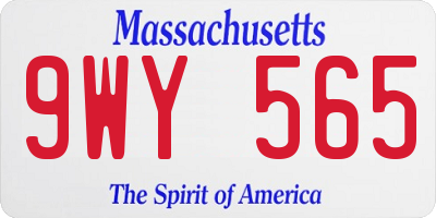 MA license plate 9WY565