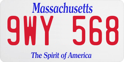 MA license plate 9WY568