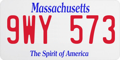 MA license plate 9WY573