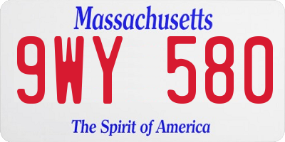 MA license plate 9WY580