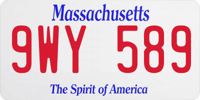 MA license plate 9WY589