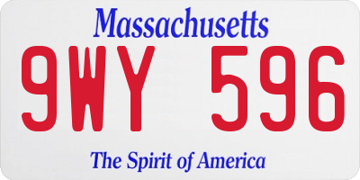 MA license plate 9WY596