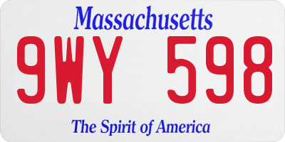 MA license plate 9WY598