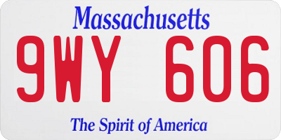 MA license plate 9WY606