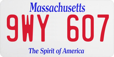 MA license plate 9WY607