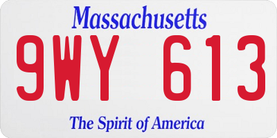 MA license plate 9WY613