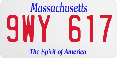 MA license plate 9WY617