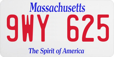 MA license plate 9WY625