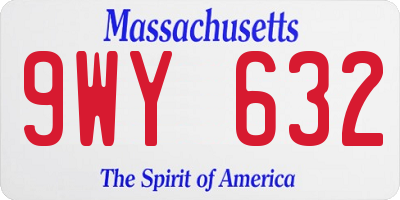 MA license plate 9WY632