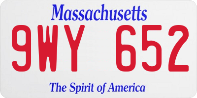 MA license plate 9WY652