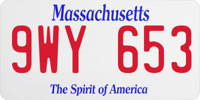 MA license plate 9WY653