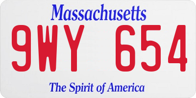 MA license plate 9WY654
