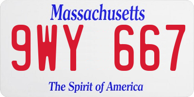MA license plate 9WY667