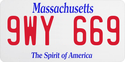 MA license plate 9WY669