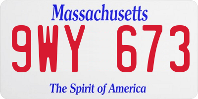 MA license plate 9WY673