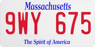 MA license plate 9WY675