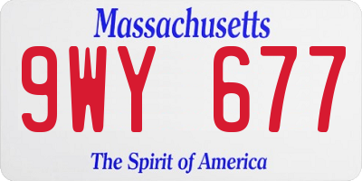 MA license plate 9WY677