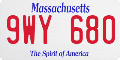MA license plate 9WY680