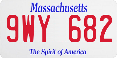 MA license plate 9WY682
