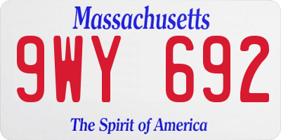MA license plate 9WY692