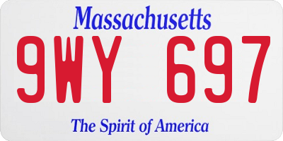 MA license plate 9WY697