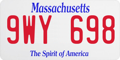 MA license plate 9WY698