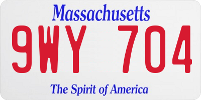 MA license plate 9WY704