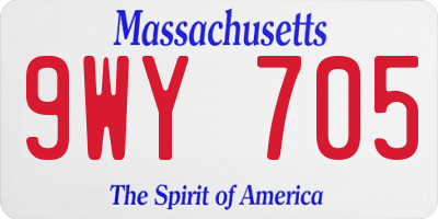 MA license plate 9WY705