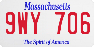 MA license plate 9WY706