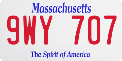 MA license plate 9WY707